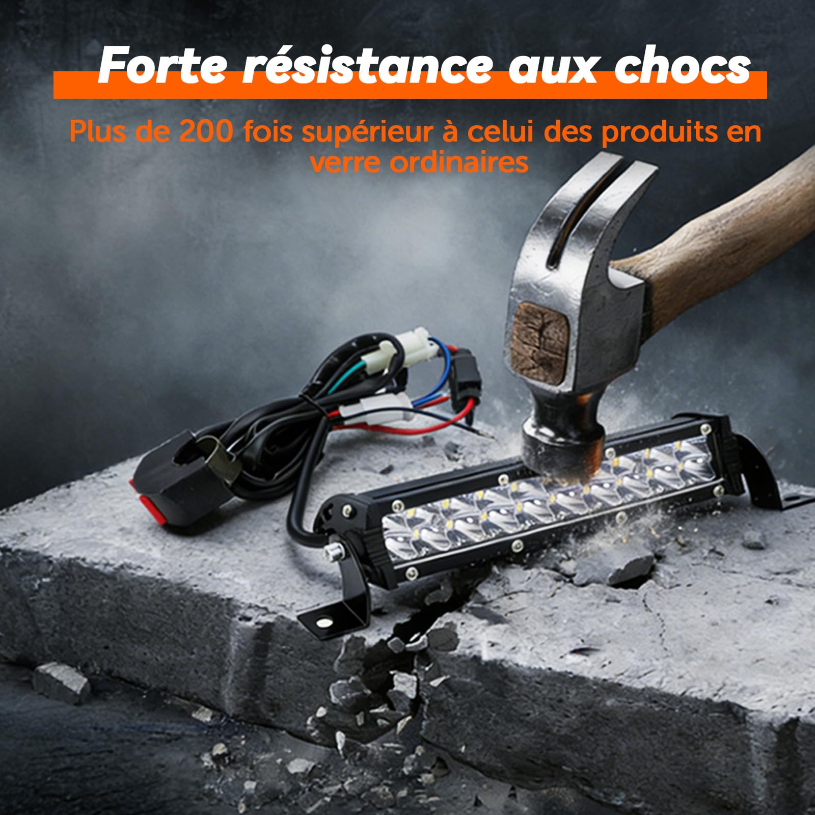 Barre LED Moto 60 W 2500 lm Guidon 22 mm Universelle pour Motos 50-250 cc | Éclairage Longue Portée,Phare LED Moto, Luminosité 2500 lm, Éclairage LED, Universelle pour Moto Cross Scooter 50-250 cc