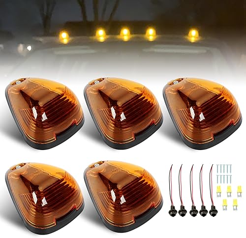 FSBCGT 5 luces de marcador de techo de cabina ámbar, luces de circulación compatibles con Ford 1999-2016 E150 E250 E350 E450 F150 F250 F350 F450