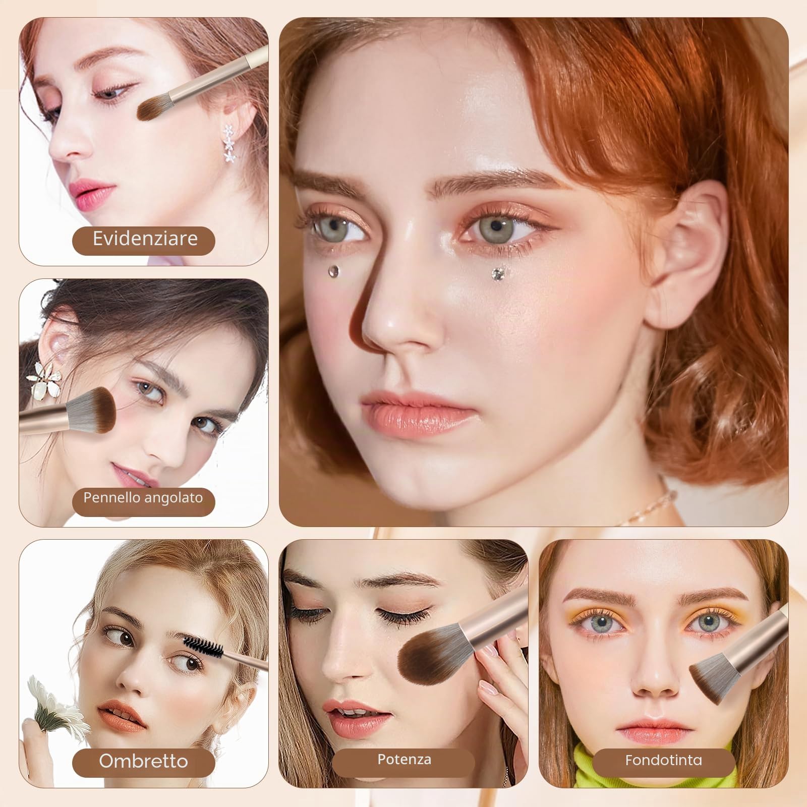 Pennelli Make Up HEYMKGO 18 pezzi pennelli per il trucco professionale con 2 soffietti per la polvere e borsa da viaggio, pennello sintetico premium per il fondotinta pennello per il viso e ombretto