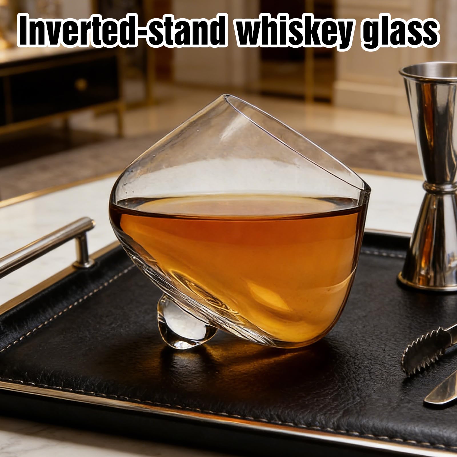 Bicchieri Whisky Rum: Set Da 2 Pezzi 235 Ml Cognac Vino Cristallo Rotanti Senza Stelo, Degustazione Vetro Inclinati Liquore, Bicchieri Da Rum Trasparenti per Bourbon, Scotch, Cognac E Cocktail