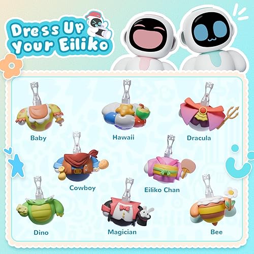 Miniatura 5 de ENERGIZE LAB Eiliko Aquamarine tu pequeño robot con dijes de IA que combina con cualquier atuendo diario, divertidos juguetes colgantes