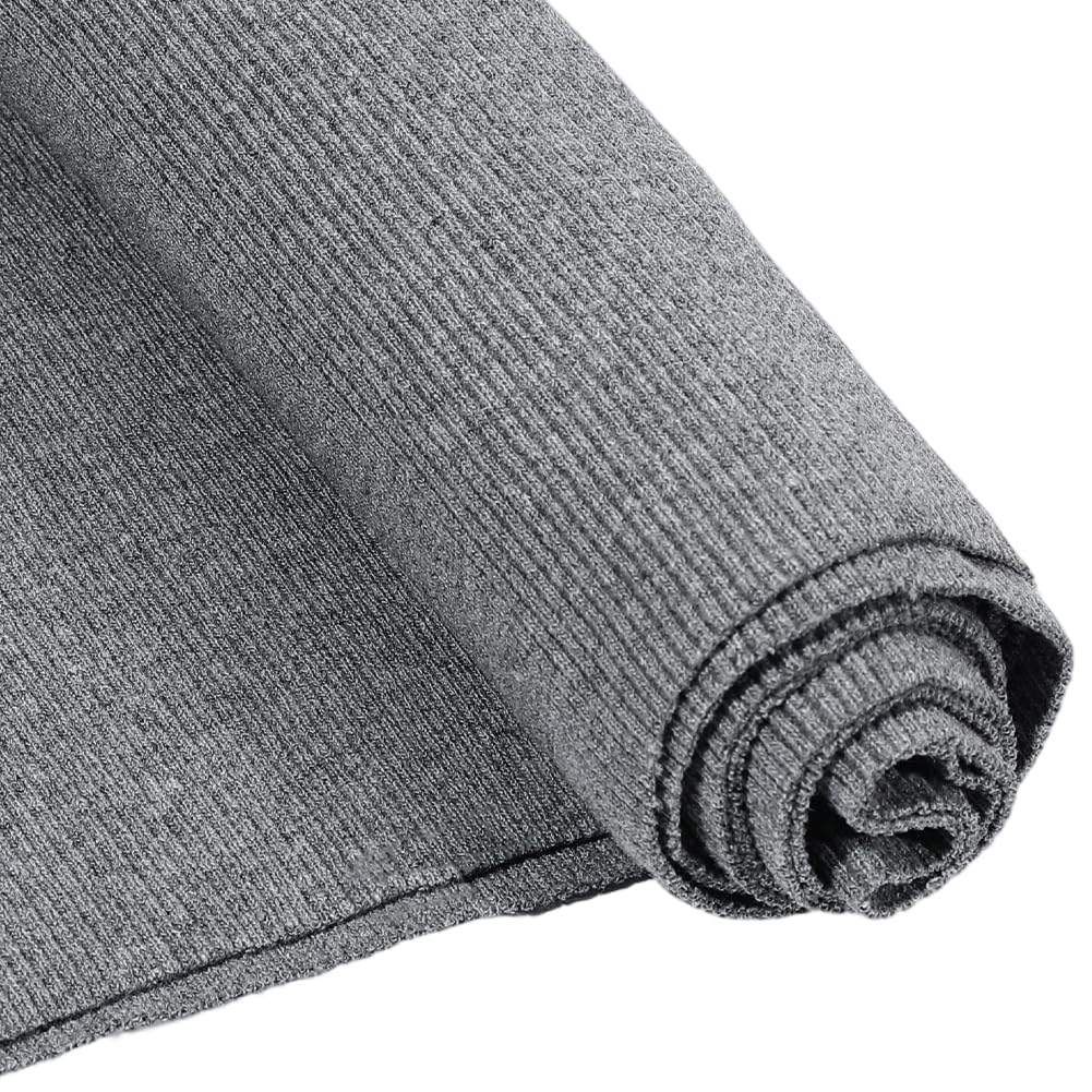 PH PandaHall Ribbing Fabric Gray Knitted Rib Fabric 120x50cm Elastic Ribbed Fabrics Stretchy Waistband Fabrics for Sewing Material Cuffs Collar Coats Jacket Hoodies Clothing Neckbands