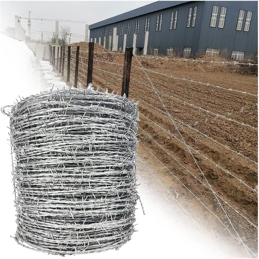 80 m Stacheldrahtzaun – flexibel, leicht zu biegen, perfekt für sicheren Zaun, Landschutz, Geländer, Dornenabwehr – langlebige Drahtlösung für verschiedene Bedürfnisse