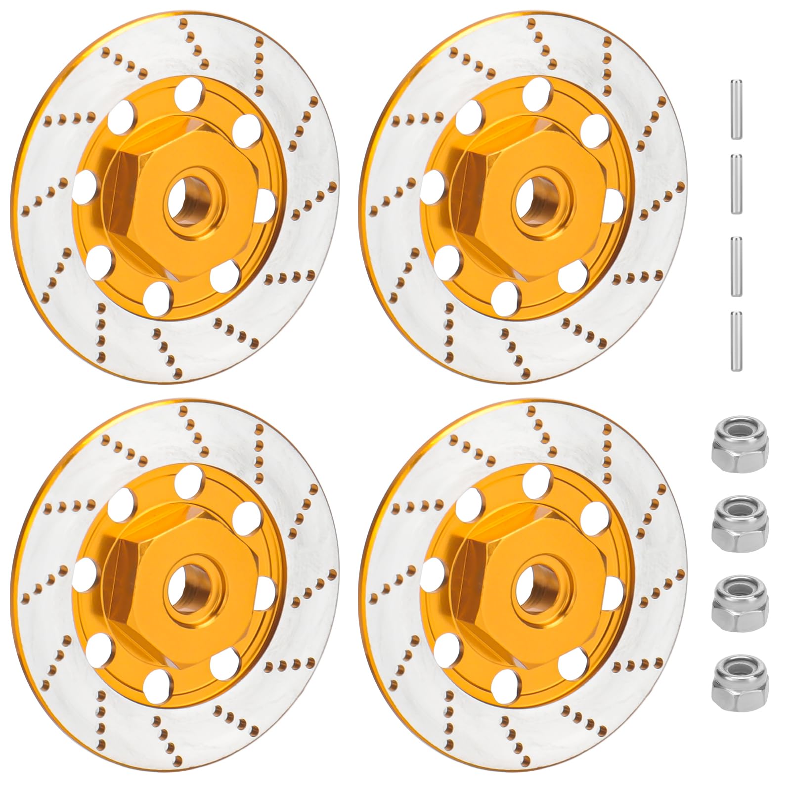daitoku Alum Disc Brake 12mm Wheel Hex Hub for MJX Hyper Go 14301 14302 14303 14209 14210 16207 16208 16209 16210 H16 H16E H16P H16BM H16DR H16GT (Gold)