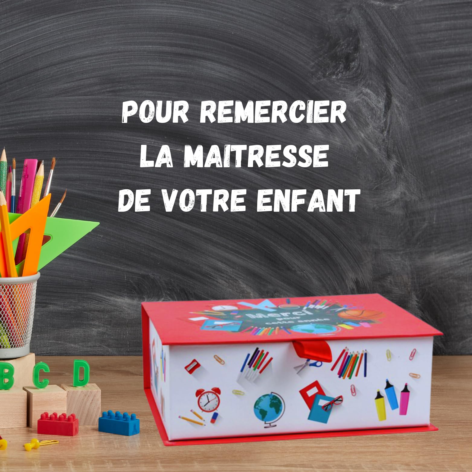 Coffret garni d'un Assortiment de 50 bonbons au chocolat MILKA, KINDER, CELEBRATIONS, DAIM | Dites "MERCI pour cette année" à un Collègue, une Nounou, un Enseignant, une Atsem