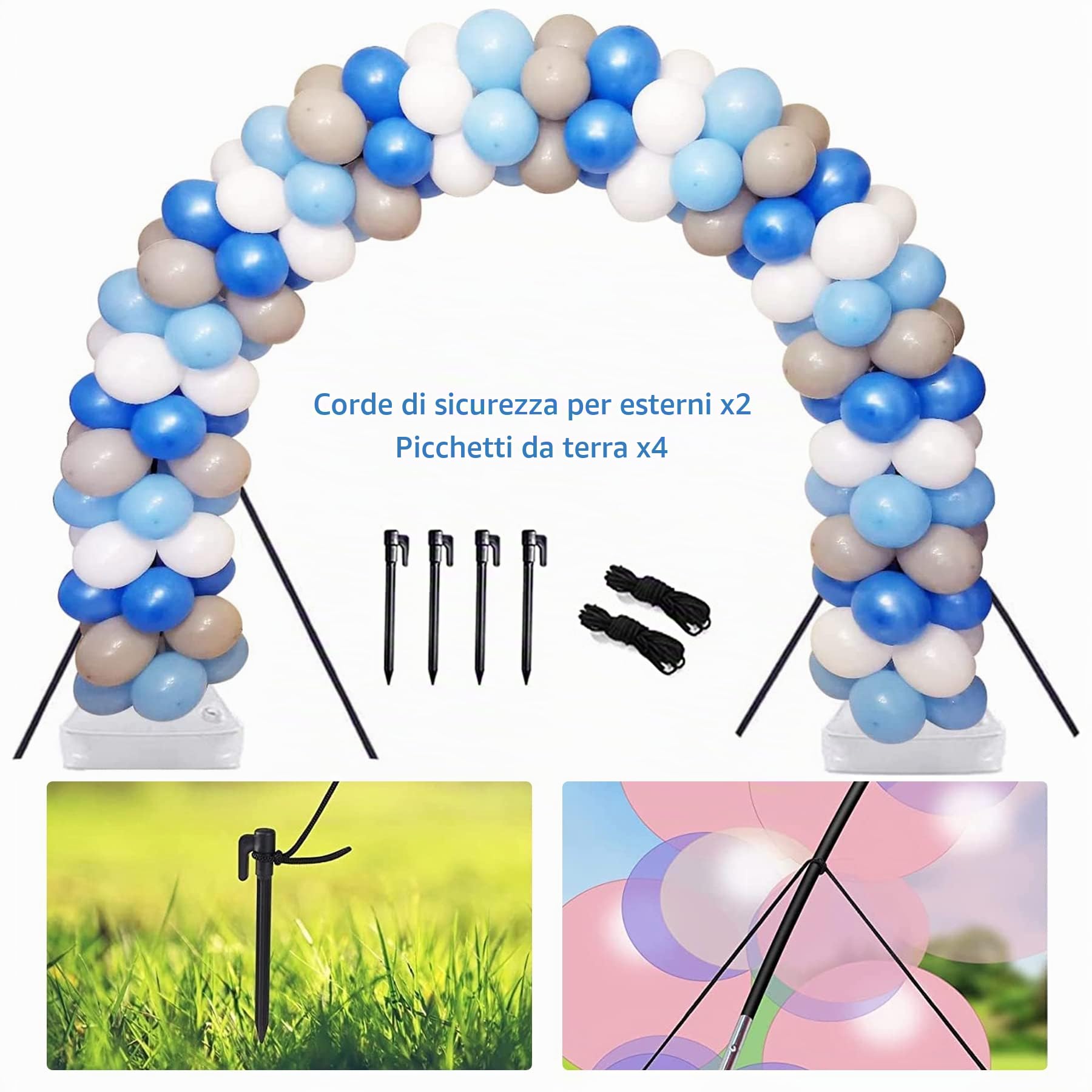 Kit Arco Palloncino Rotondo,Kit Arco Palloncini Bianco,Materiale Riutilizzabile,Supporto per Palloncini da Sscrivania Regolabile,utilizzato per compleanni,matrimoni,Natale e altre feste