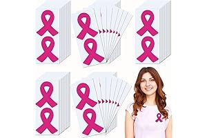 SEPGLITTER 300-Pack Breast Cancer Awareness Pink Ribbon Stickers