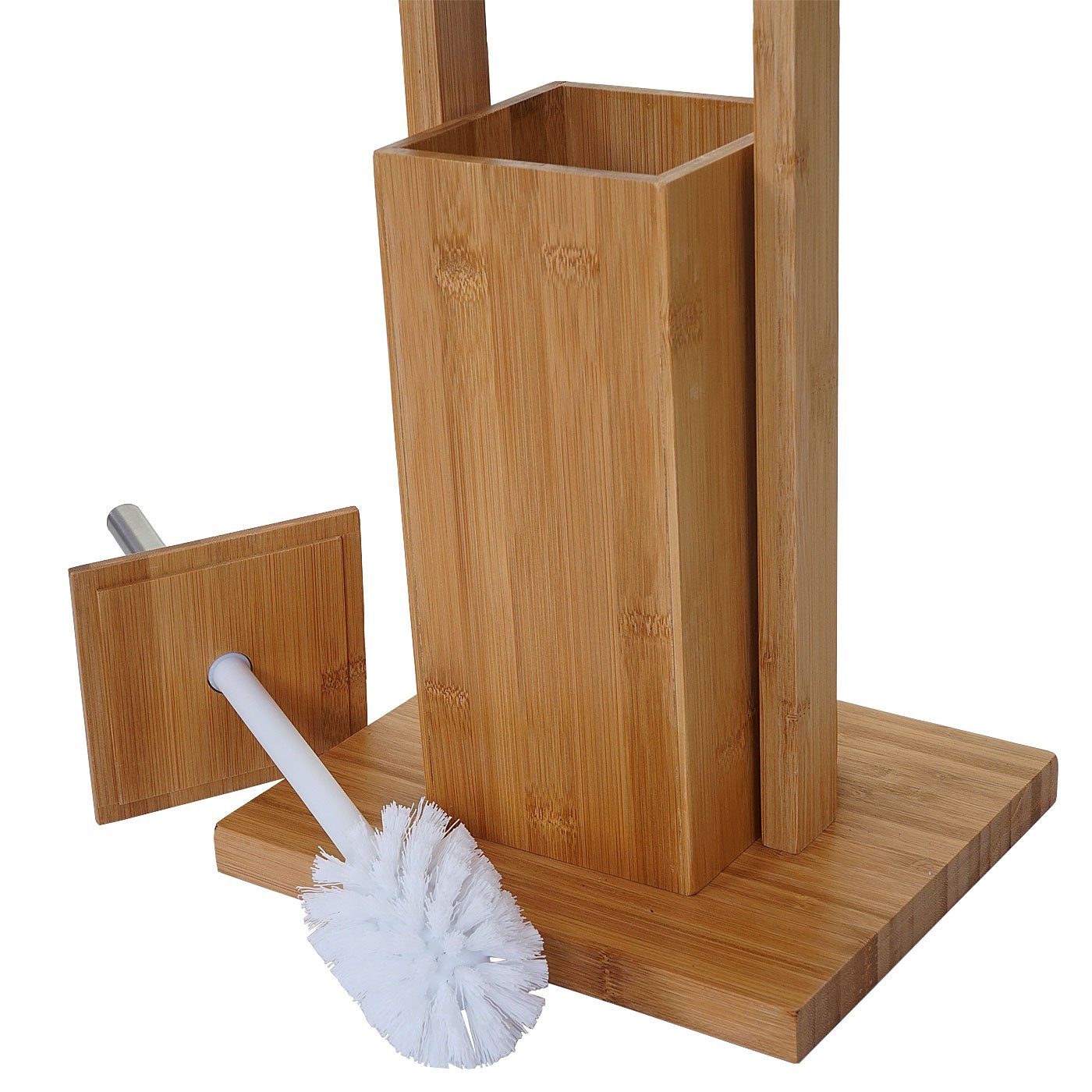 Mendler HWC-B18 - Juego de soporte para papel higiénico y alfombrilla de baño (bambú) | Alfombrilla de baño, muebles de baño, set de baño