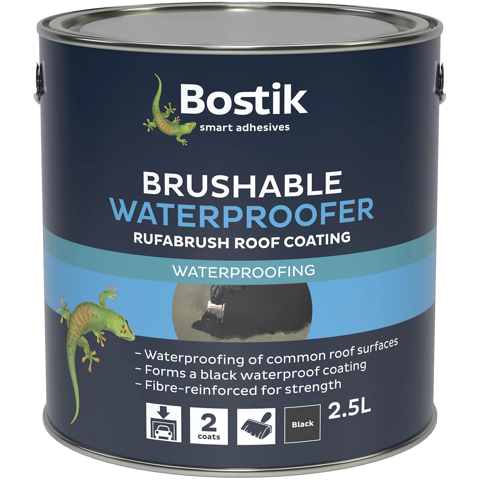 Evo Stik Brushable Waterproofer for Roofs 2.5L Roof Brush On All Common Materials Waterproofing Water Tight Seal