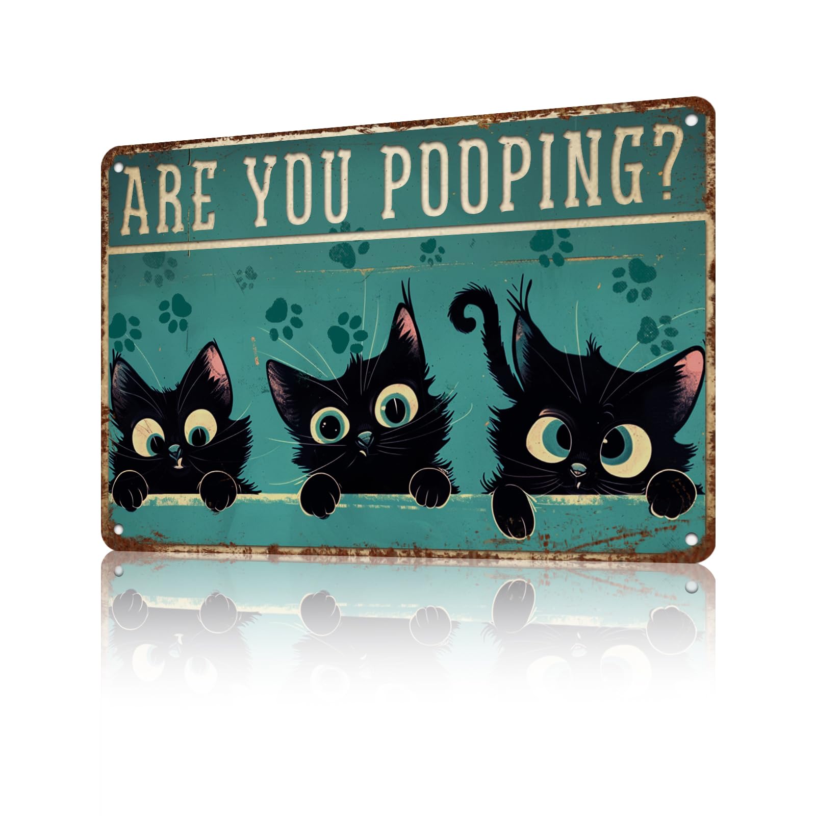 Anceky Are You Pooping Black Cat Metal Sign Vintage Tin Sign Retro Wall Decor for Home Backyard Cafe Bar Plub Bedroom 12×16 Inch