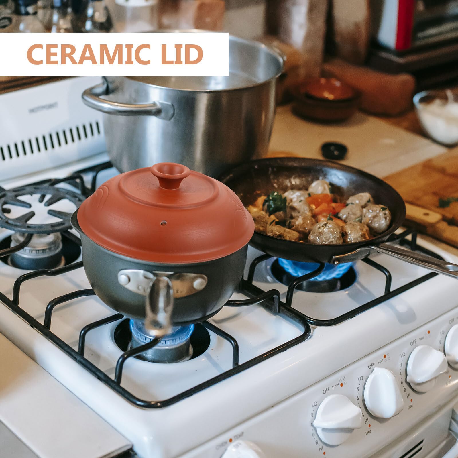ARTIBETTER Coperchio in Ceramica per Pentola da Stufato con Manico Ergonomico e Lisciato Copertura per Pentole da Zuppa e Stufati Resistente e Facile da Pulire Adatto Pentole