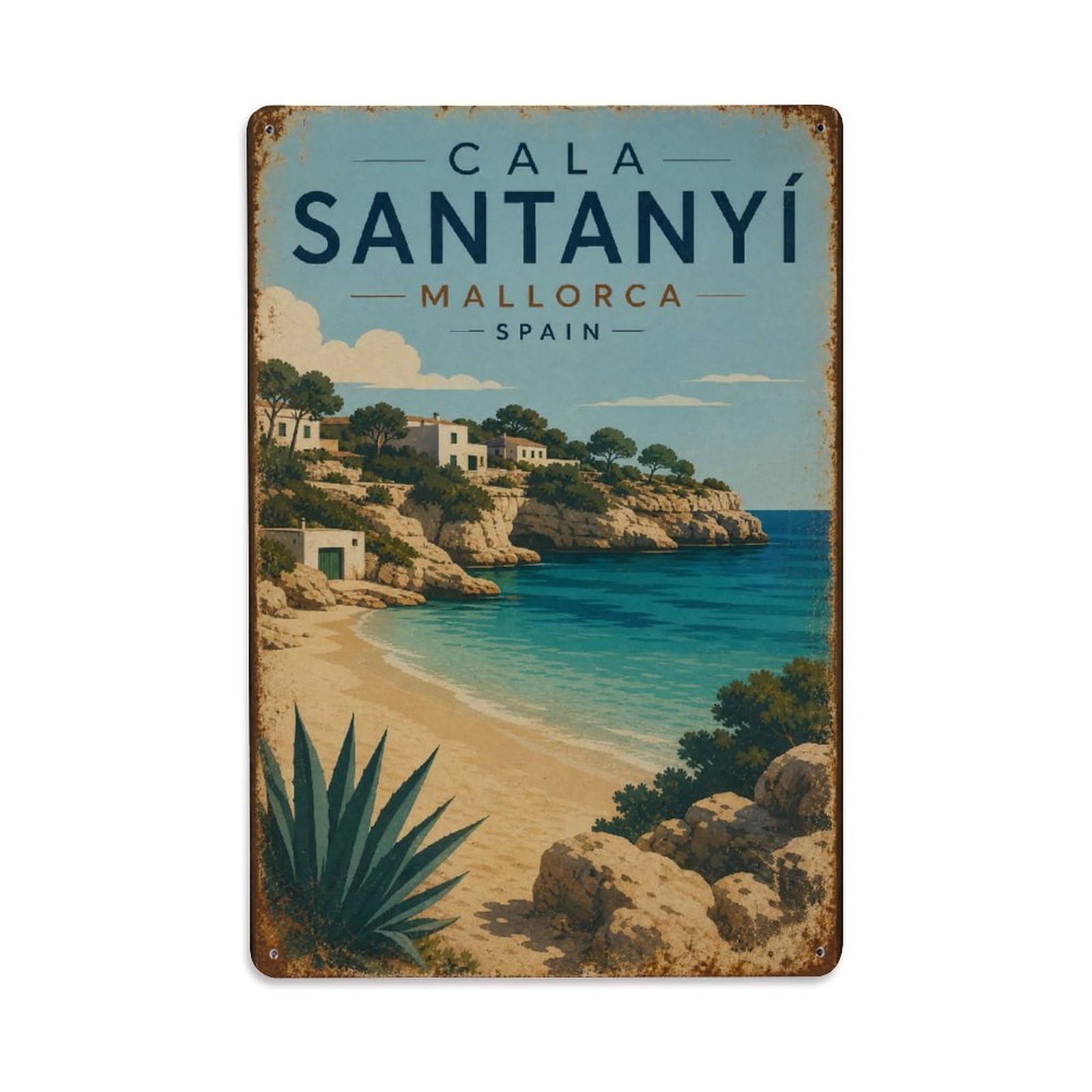 Metal Tin Sign Spain Mallorca Vintage Travel