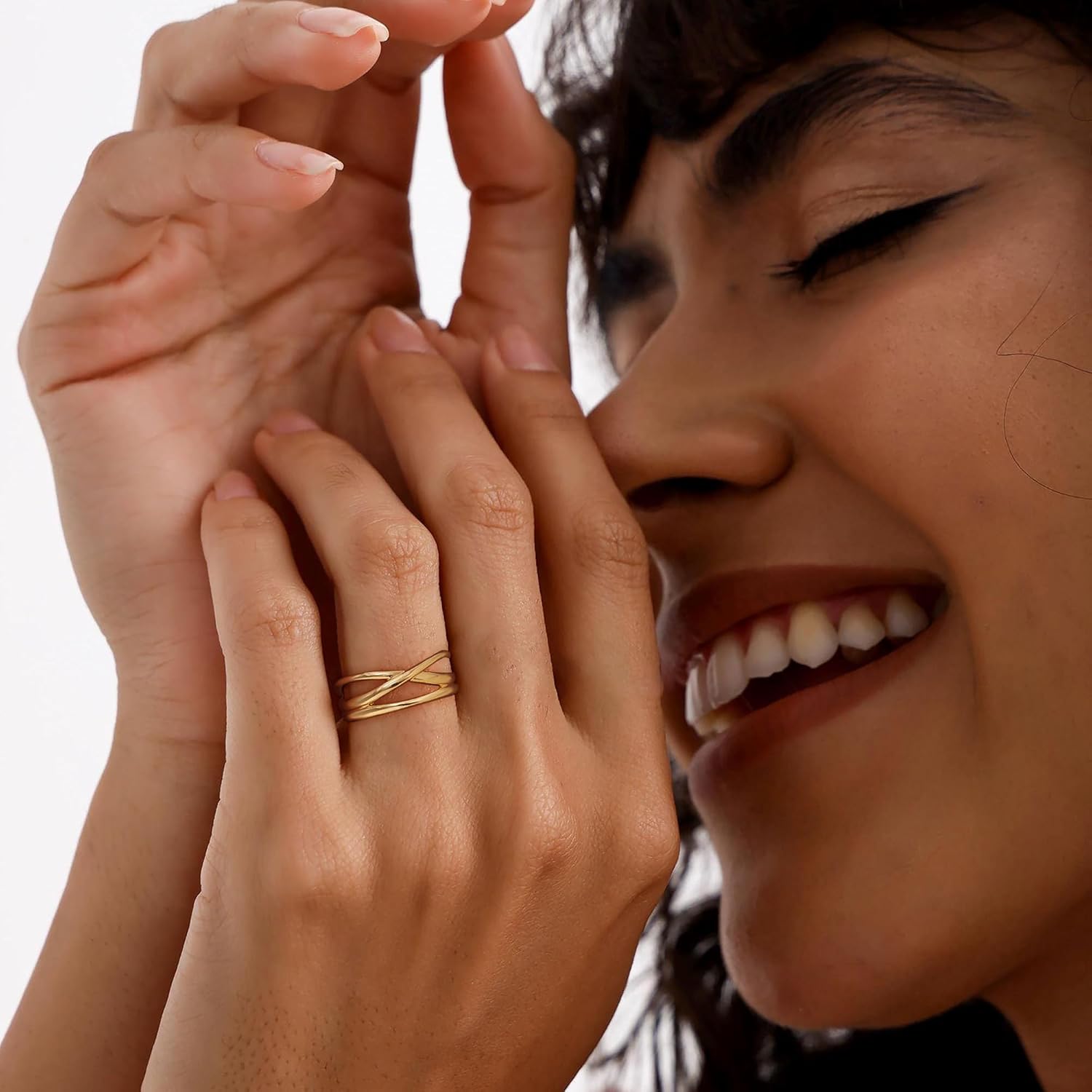 Ewrkbr Gold Rings for Women,Dainty 14k Gold Plated Stackable Ring for Women Non Tarnish Cute Trendy Chunky Ring Fashion Simple Statement Rings Jewelry for Women,Size 6 7 8 9 10 - Image 4