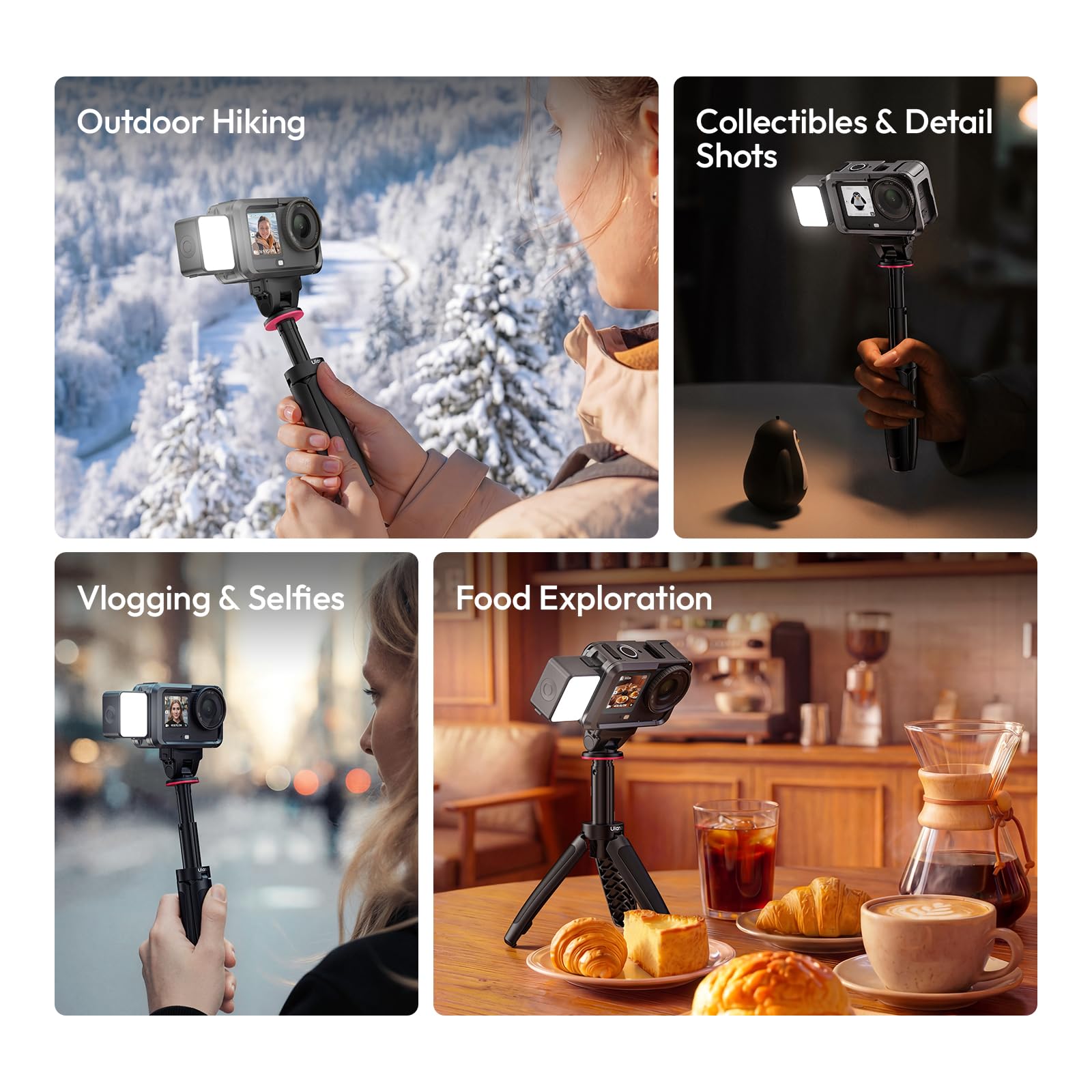 ULANZI LM24 Mini lumière vidéo pour DJI Osmo Action 6/Osmo Nano, Lampe Vidéo de Remplissageavec Fixation Magnétique Rapide, lumière Photo avec Batterie 500mAh pour caméra d'action
