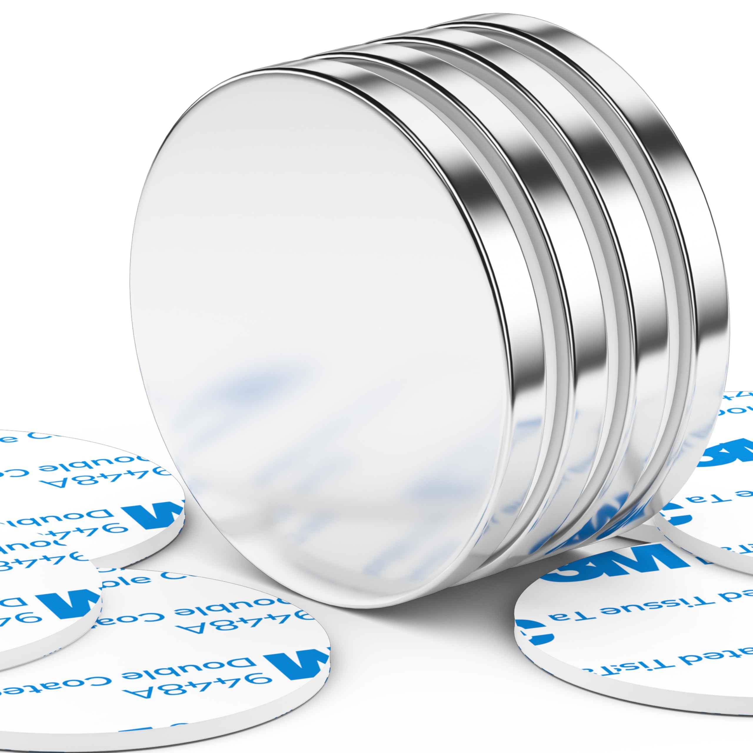 FINDMAG 4 Pack Magnets, Neodymium Magnets, Strong Magnet with Double-Sided Adhesive, Permanent Rare Earth Fridge Magnet for Whiteboards, Building, Tools