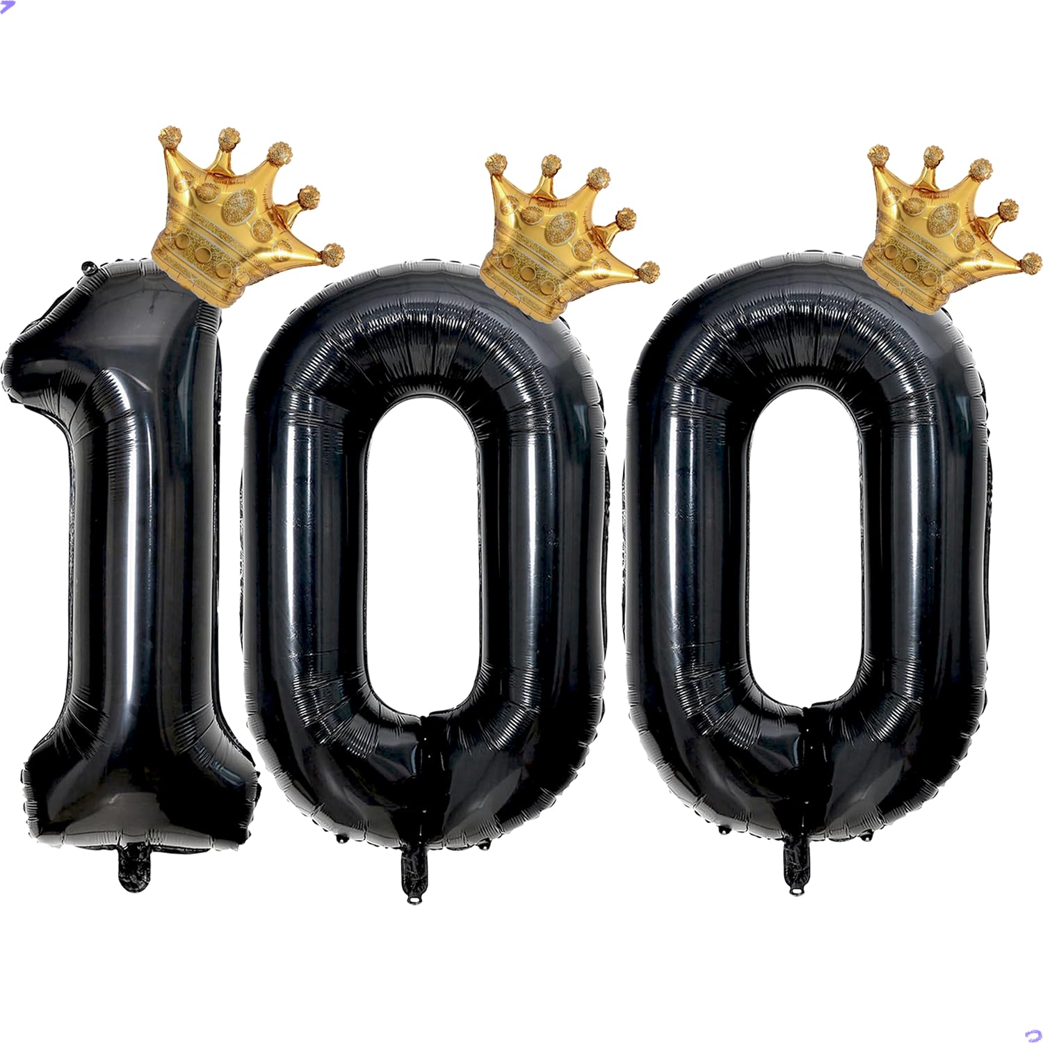 40 inch Large Black 100 Balloon Number with Gold Crown Balloons 100th Birthday Big Foil Mylar Helium Balloon for Women Man 100th Birthday Anniversary Decorations Supplies Favors(Number 100 Balloons）