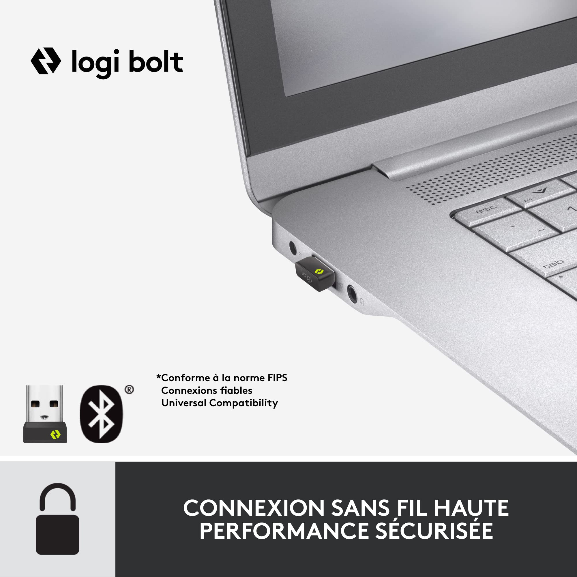 Logitech Signature MK650 Combo for Business, Souris et Clavier sans Fil, Logi Bolt, Bluetooth, SmartWheel, Globally Certified, Windows/Mac/Chrome/Linux, Français AZERTY - Noir