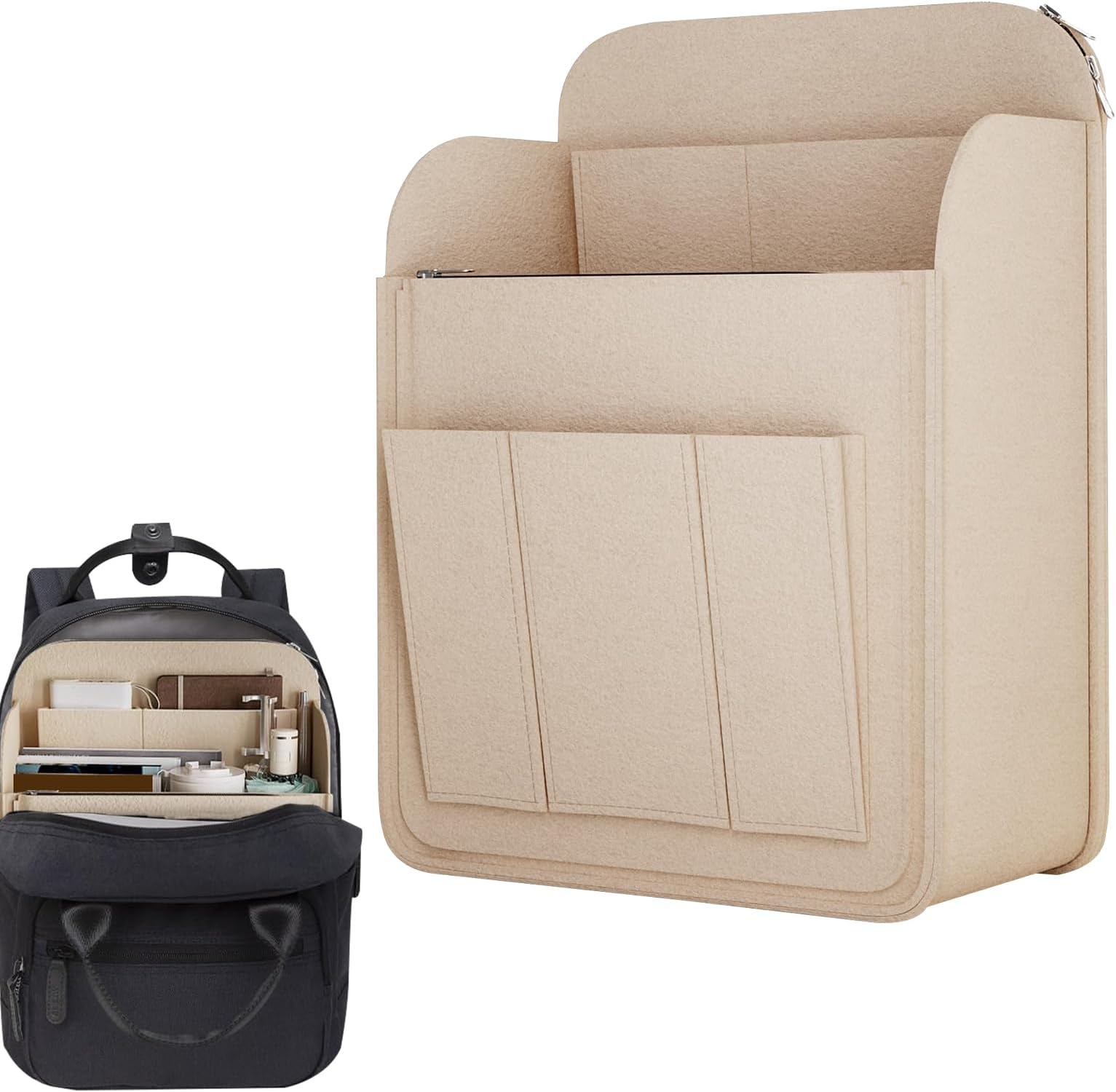 Backpack Organizer Insert,Backpack Insert with Multiple Pockets | Felt Storage Lightweight Organizer for Women Men Electronics Accessories Cosmetics Umbrellas Travel