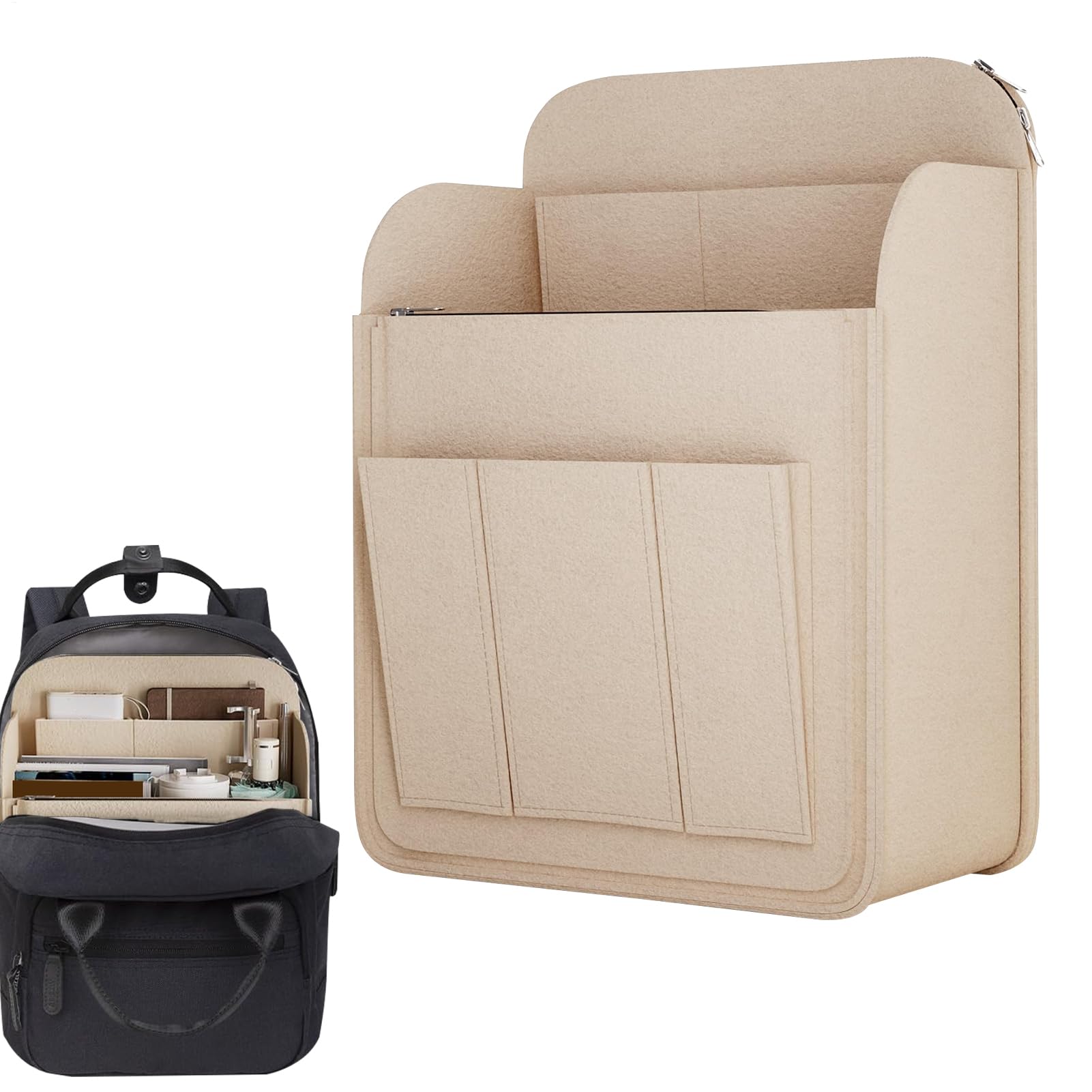 Backpack Organizer Insert,Backpack Insert with Multiple Pockets | Felt Storage Lightweight Organizer for Women Men Electronics Accessories Cosmetics Umbrellas Travel