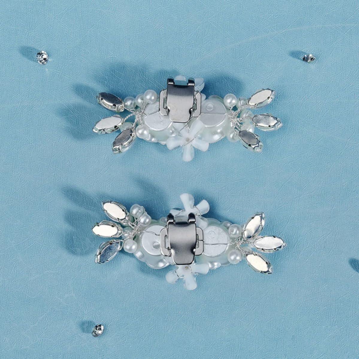 YARNOW White Pearl Flower Shoe Clips 1 Pair for Wedding High Heels image 4