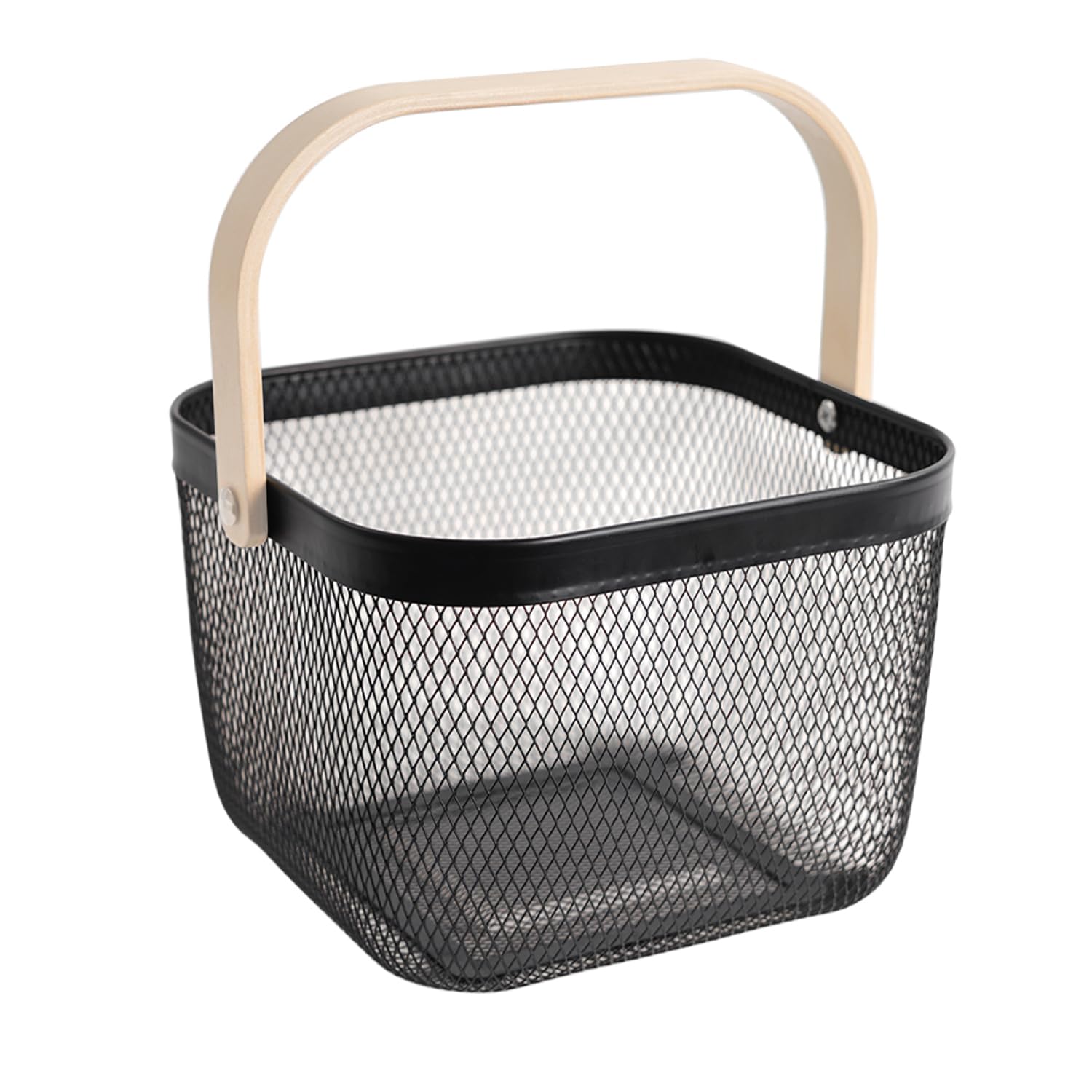 SANHSEHOME Metal Mesh Steel Harvest Basket, Square Wire Garden Basket with Handle – Multi-Functional Storage Organizer for Gathering Vegetables,