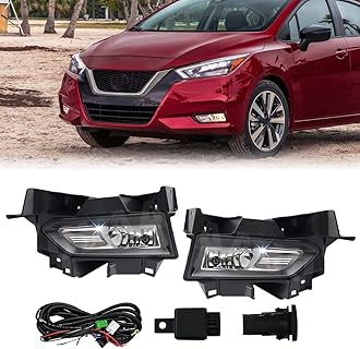 Fog Lamps Assembly with Bulb Compatible with 2020 2021 Nissan Versa,Fog Lights with Covers Harness Switch Kit Replacement for Left&Right Side Fog Lights Assembly 2Pcs
