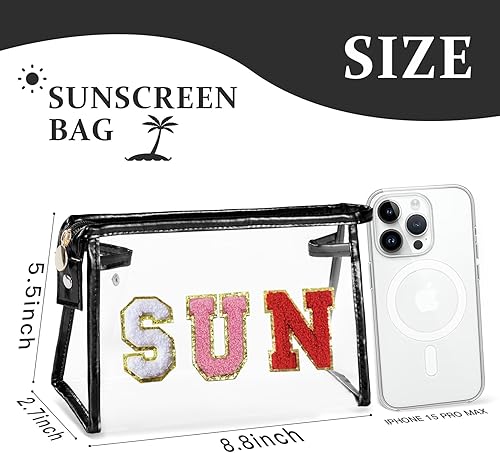 Miniatura 2 de COSHAYSOO Bolsa de maquillaje transparente para protección solar, para playa, viaje, con cremallera, organizador de maquillaje para mujeres,