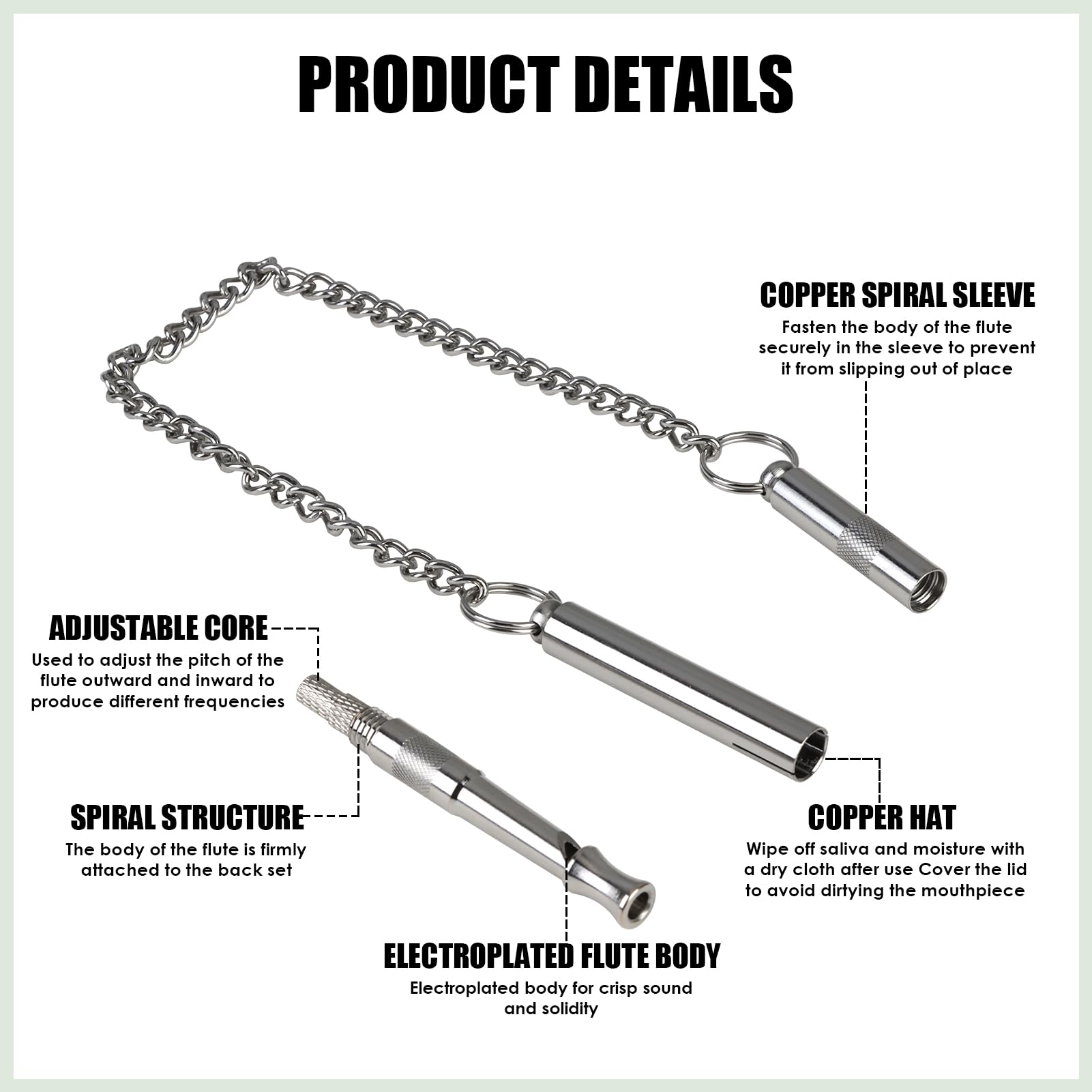Hioip Dog Whistle to Stop Barking 120Khz Metal Silent Dog Whistle for Recall Training with Stainless Steel Chain Far Reaching Sound High Frequency Long Distance Recall for Most Breeds - Image 3
