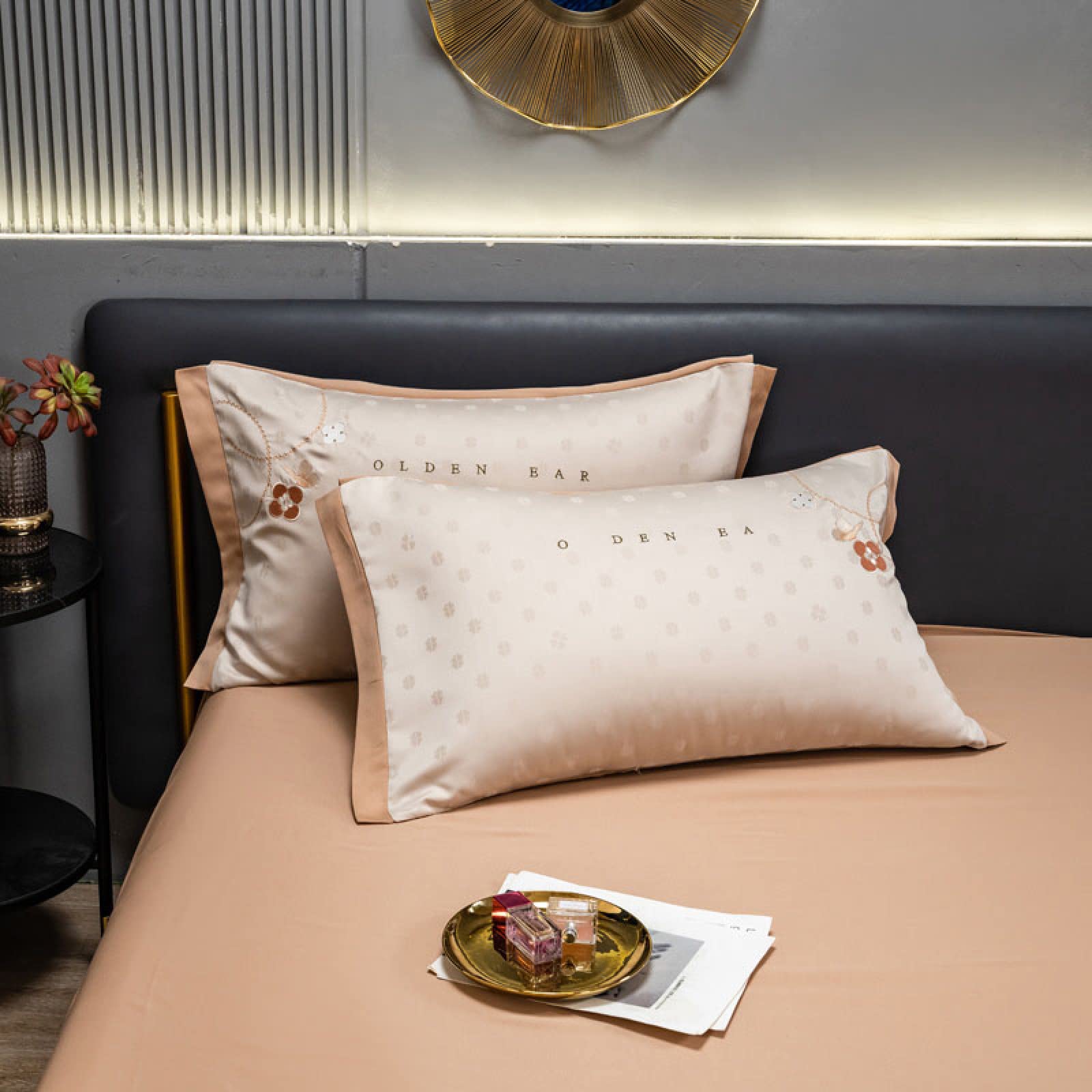 Hanfords - Set di biancheria da letto, 100% cotone egiziano a 400 fili, qualità da hotel, con federe, a righe, effetto raso (bianco, matrimoniale