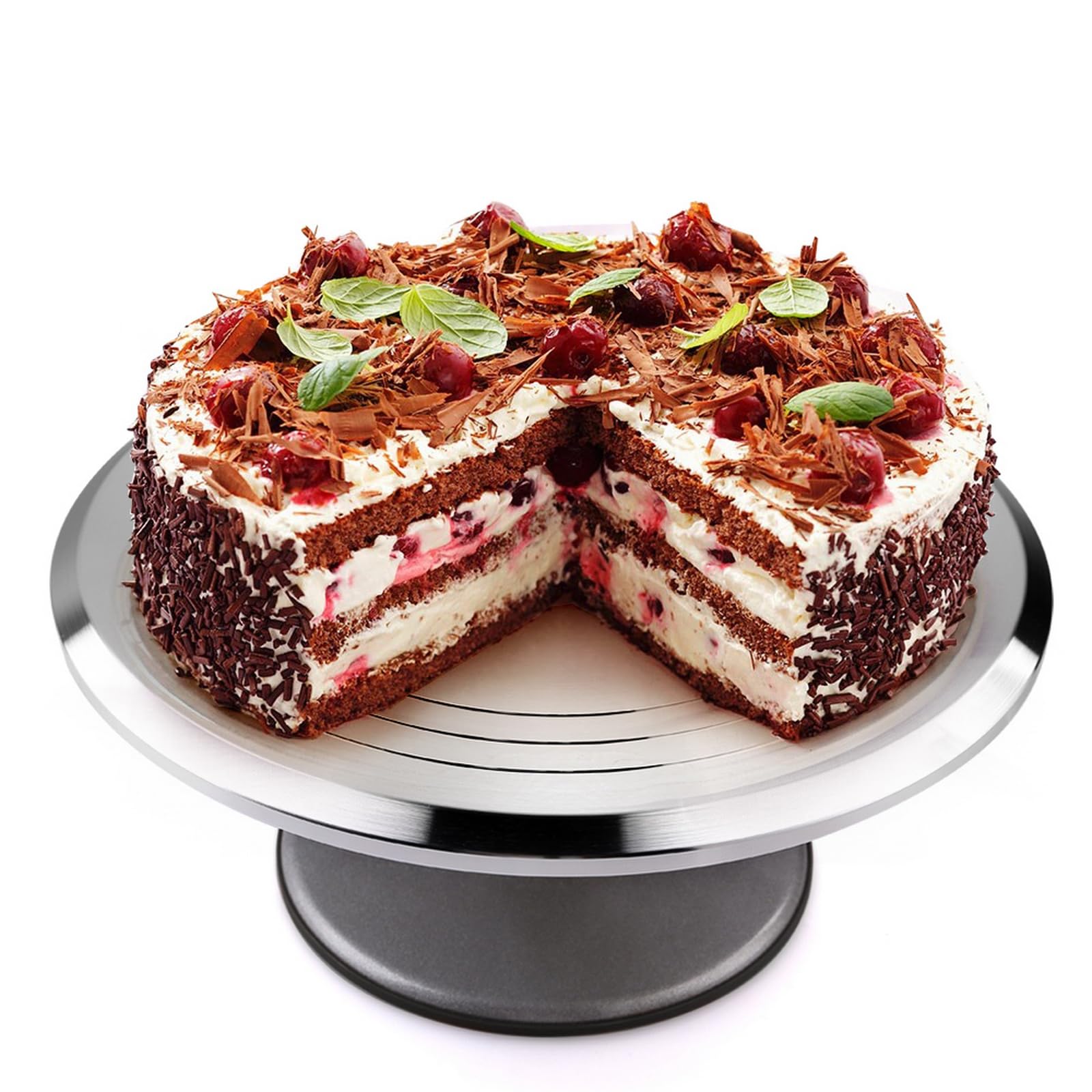 Uten Cake Turntable, 12 inch Cake Turntable, Aluminium Cake Stand Decorating Display, Revolving Cake Stand with Non-Slip Rubber Bottom Nice Baking Tools