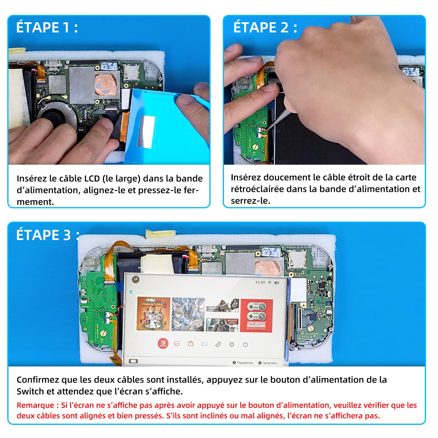 Wigearss Écran LCD de Remplacement et Kit d'outils de Reparation pour Nintendo Switch Lite