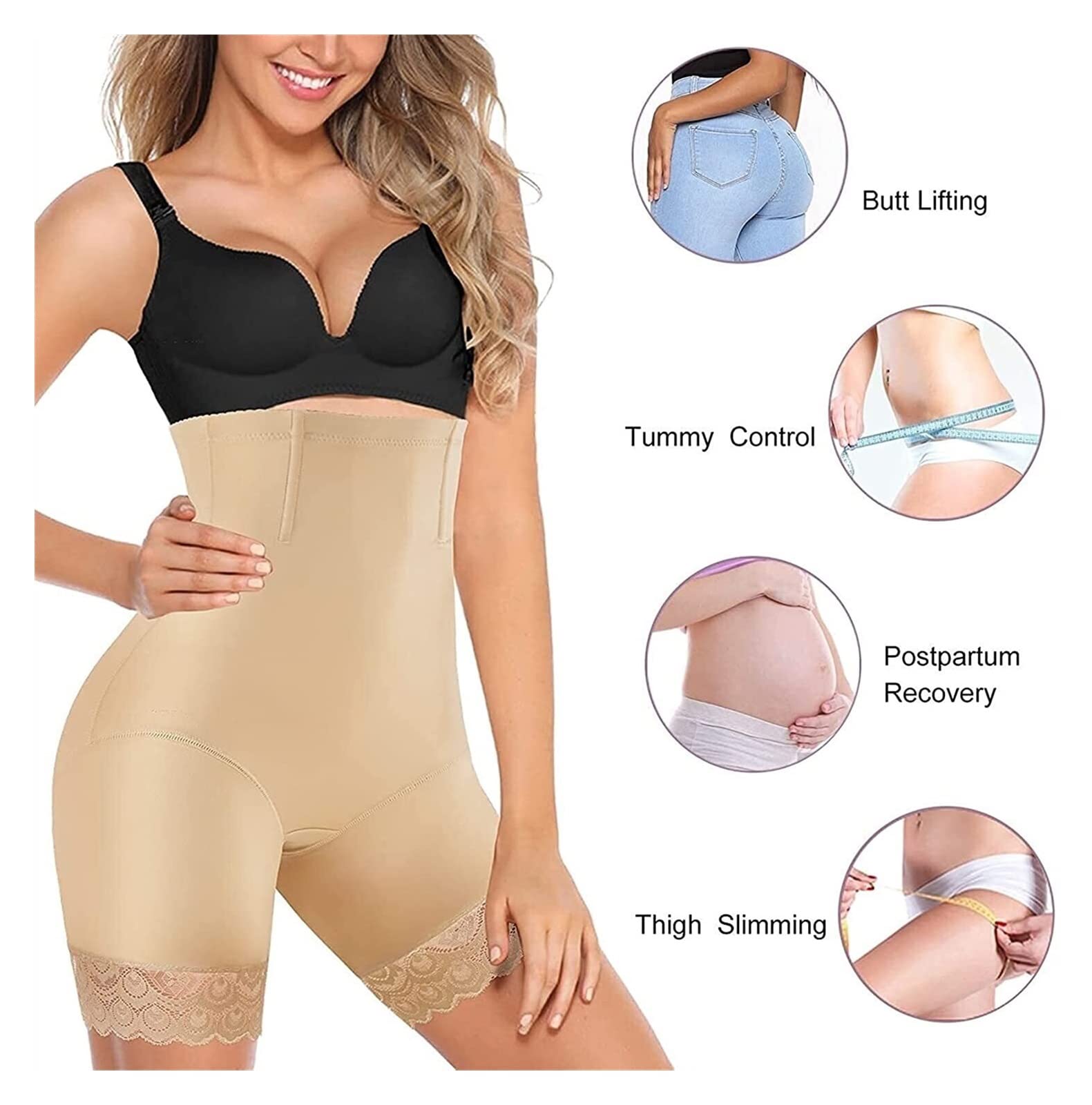 Pantaloncini Modellanti Anti-arrotolamento da Donna, Mutandine Modellanti a Vita Alta Contenitive, Guaina Post-Parto