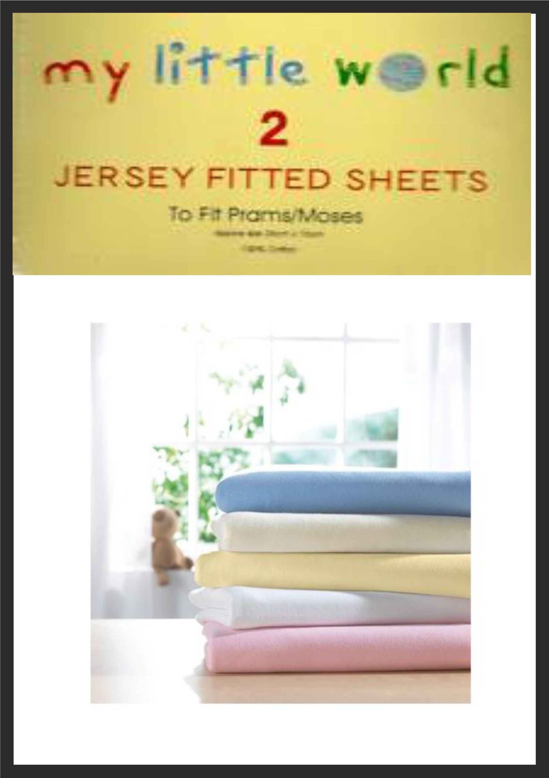 My Little World Pram/Moses White Basket Jersey Fitted Sheets Baby Nursery Bedding Soft Touch Pack of 2 100% Cotton