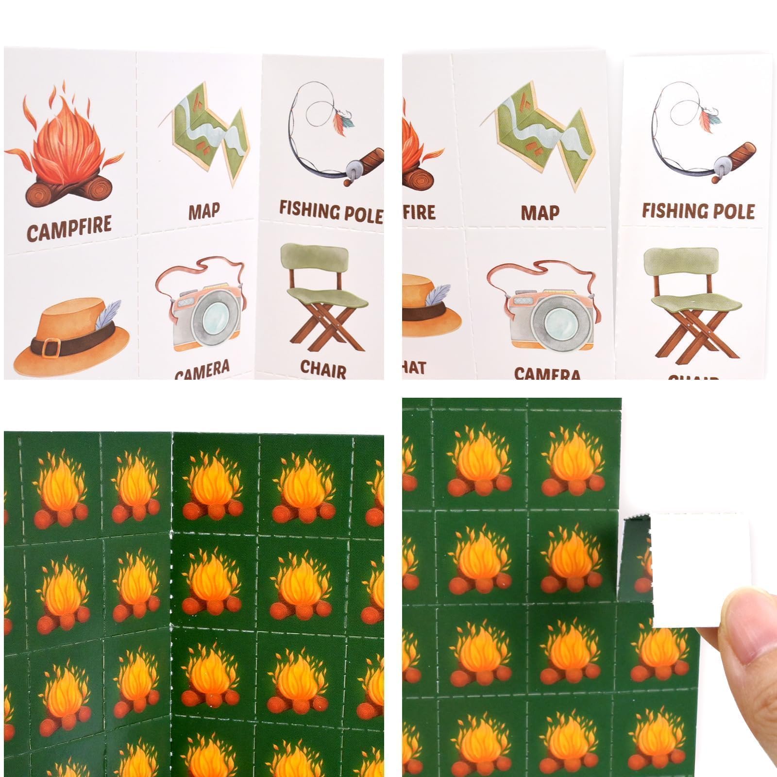 Gioco di bingo da campeggio per bambini, 24 giocatori, all'aperto, ultimo intervento, festa, campeggio, attività di avventura