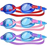 Vvinca Kids Swim Goggles, 3 Pack Toddler Swimming Goggle with Comfortable Soft Silicone Nose Bridge No Leak Clear Vision Anti-Fog UV Protection Easy Adjustment Pool Swim Goggles for Kids Youth 3-14