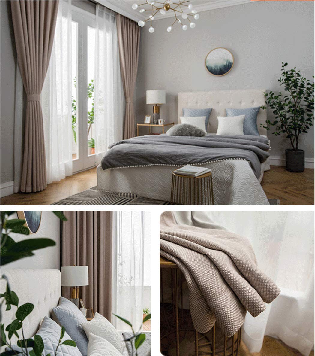 LALA Blackout Extra-Wide/Long Linen Custom Curtains (1 Panel)，Accept Custom Sizes, Thicken Heavy Weight Thermal Insulated Window Curtains (Color-A, 52 X 54 inch Length)