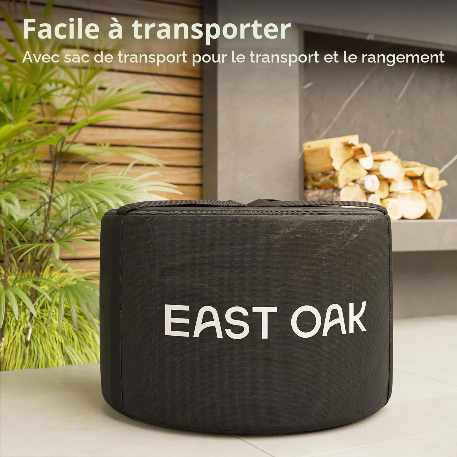 East Oak Brasero Exterieur 53 cm de sans Emission de Fumée, Brazeros Extérieur a Acier INOX 304, Cheminée & Incinerateur de Jardin, Poele a Granule et Bois, Cendrier Amovible, avec Sac de Transport