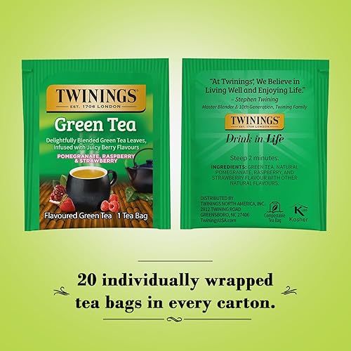 Miniatura 2 de Twinings Té en bolsa verde granada frambuesa y fresa 20 unidades paquete de 2