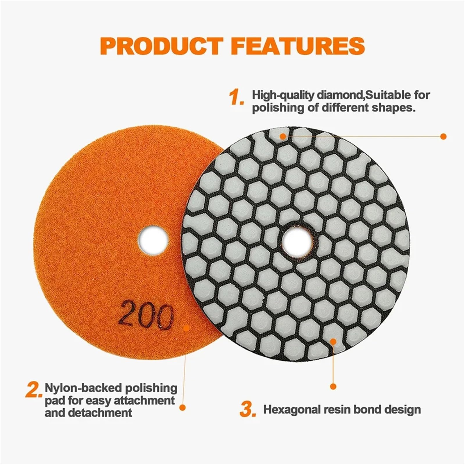 Podkładki polerskie Zestaw 6 tarcz szlifierskich na sucho do szlifierek kątowych z granitu marmurowego i kamienia ceramicznego Średnica 100 mm 4 cale(1 Aluminum Back Pad)