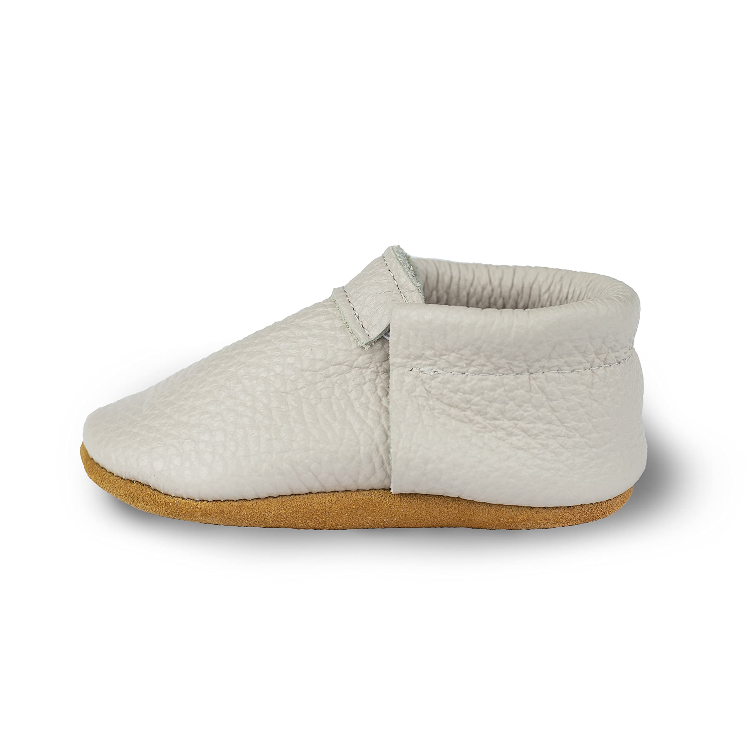Littlebeemocs Fgingeless Baby Moccasins - Genuine Italian Leather, Boys and Girls Shoes for Newborns, Babies, Infants, Toddlers (Driftwood, us_footwear_size_system, infant, numeric, medium, numeric_4)