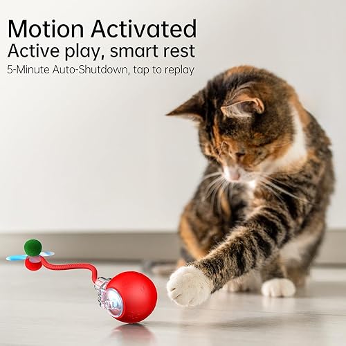 Miniatura 5 de Juguete interactivo para gatos, juguete inteligente para gatos 2025 con cola brillante, alivio del aburrimiento activado por movimiento para gatos