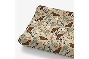 Western Cowboy Howdy Hat Cactus Changing Pad Cover: Boho for Baby Boys