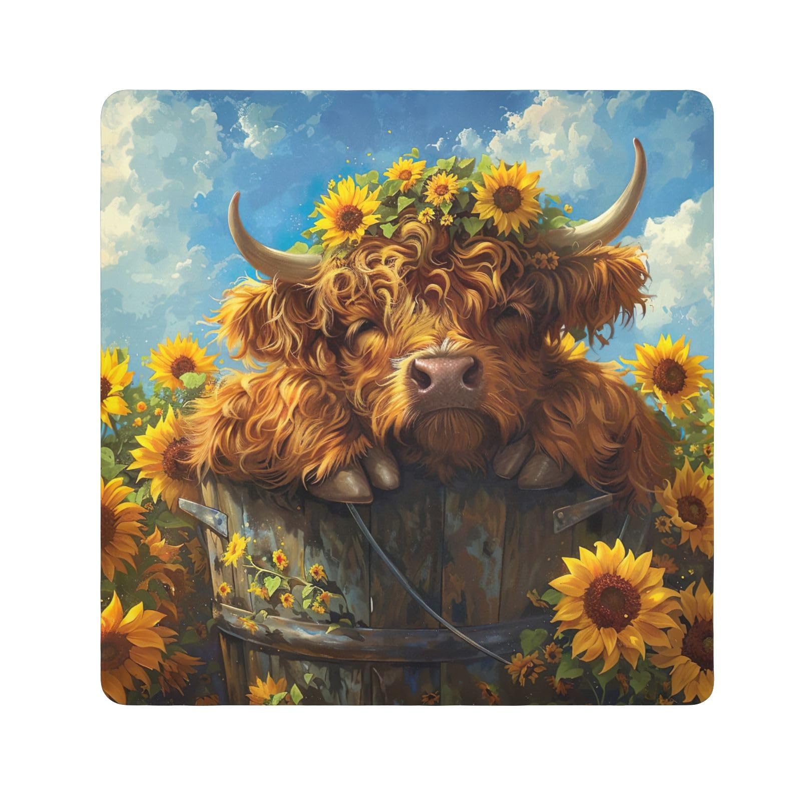 ODAWA Cute Highland Cow Floral 13.8