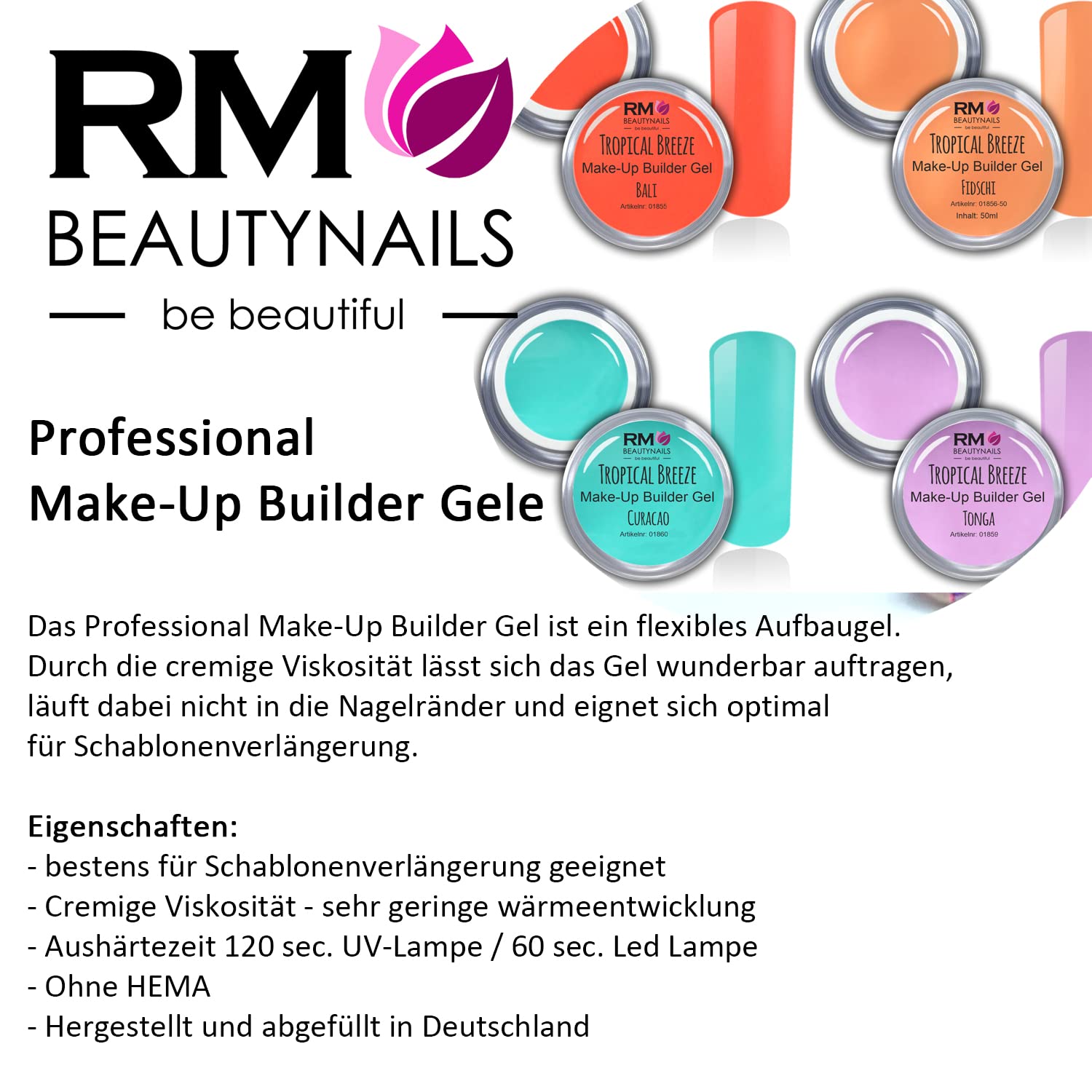 UV-Gel Make-Up Builder Led Gel Neon Set Hema Frei Nagelgel Nagelset Fingernagel RM Beautynails 8x 15ml (8er Pack)