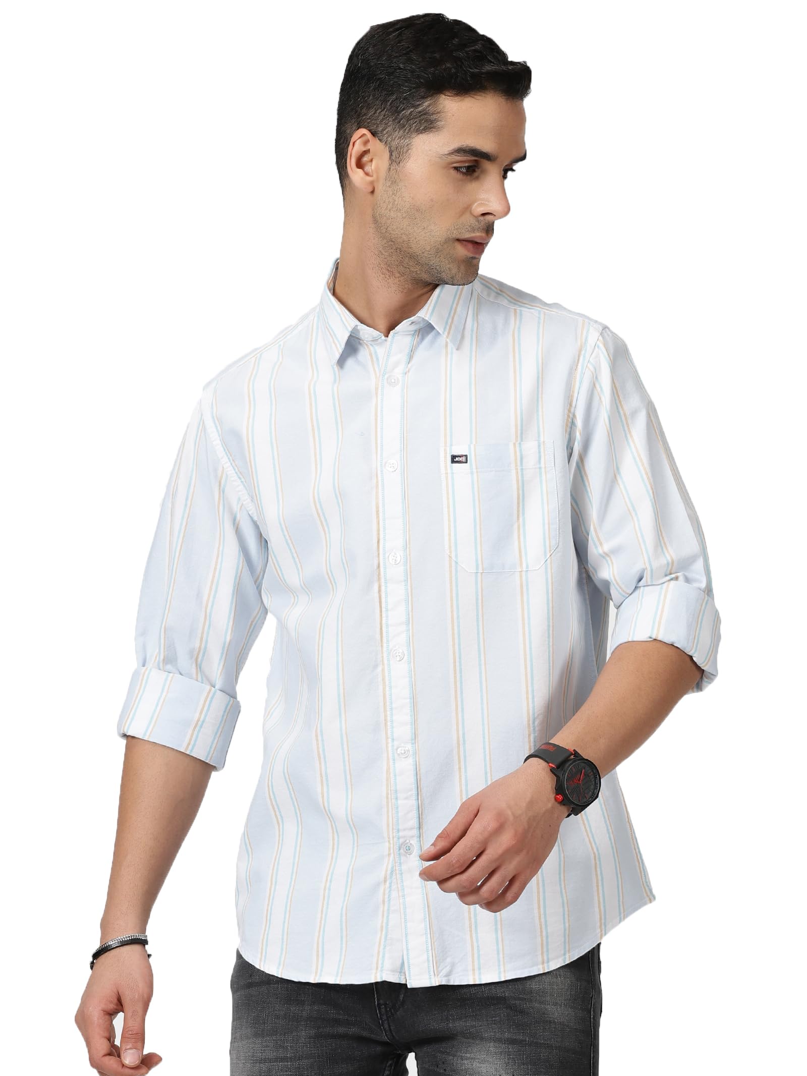 JDCMen's Stripe Slim Fit Shirt Full Sleeve - Available Size - 38 to 44