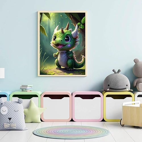 Miniatura 3 de Ksxistiyt Kits de pintura artística de diamantes para adultos, diseño de dragón colorido con puntos de diamante para principiantes, pintura redonda