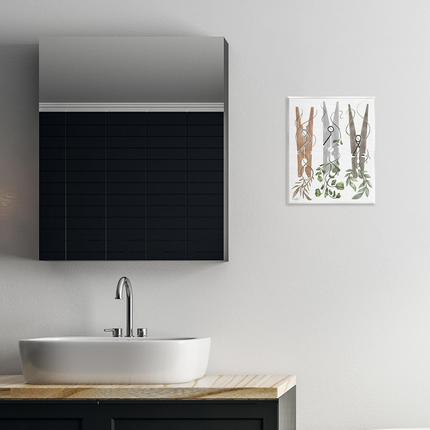 Stupell Industries 'Ivy Wrapped Clothespins', Wall Plaque Art, 11 x 14 Inches, Easy to Hang and Sturdy, Made in USA, by Elizabeth Medley