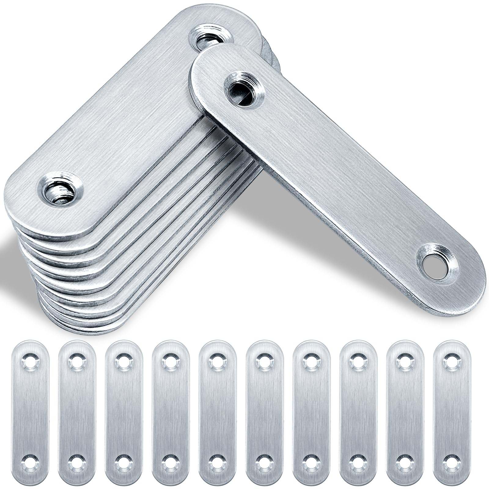 20 Stück Flachverbinder Edelstahl - 80x17mm Mit Schrauben Für Möbel