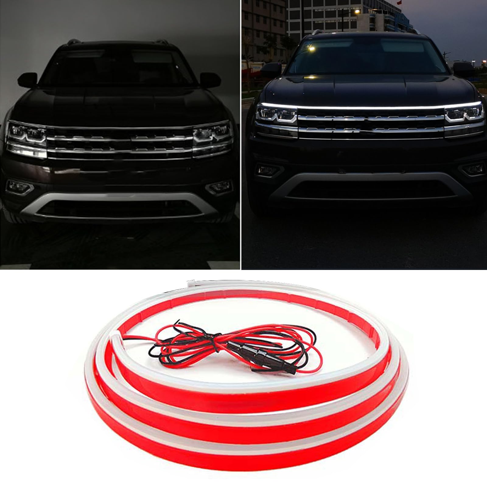 Teguangmei Auto LED-verlichting voor buiten, lichtstrip, dynamisch rood met start sequentiële scan, 1,8 m flexibele LED-stripverlichting, koplamp dagrijverlichting voor auto, SUV, vrachtwagen