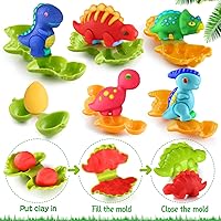 Vista 5 de Masa de dinosaurio para niños, juego de herramientas de juego para niños pequeños, juego de creaciones de cocina y juego de juguetes de bricolaje